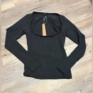 SKIMS Kim Kardashian cotton jersey scoop neck long sleeve top XS new with tags